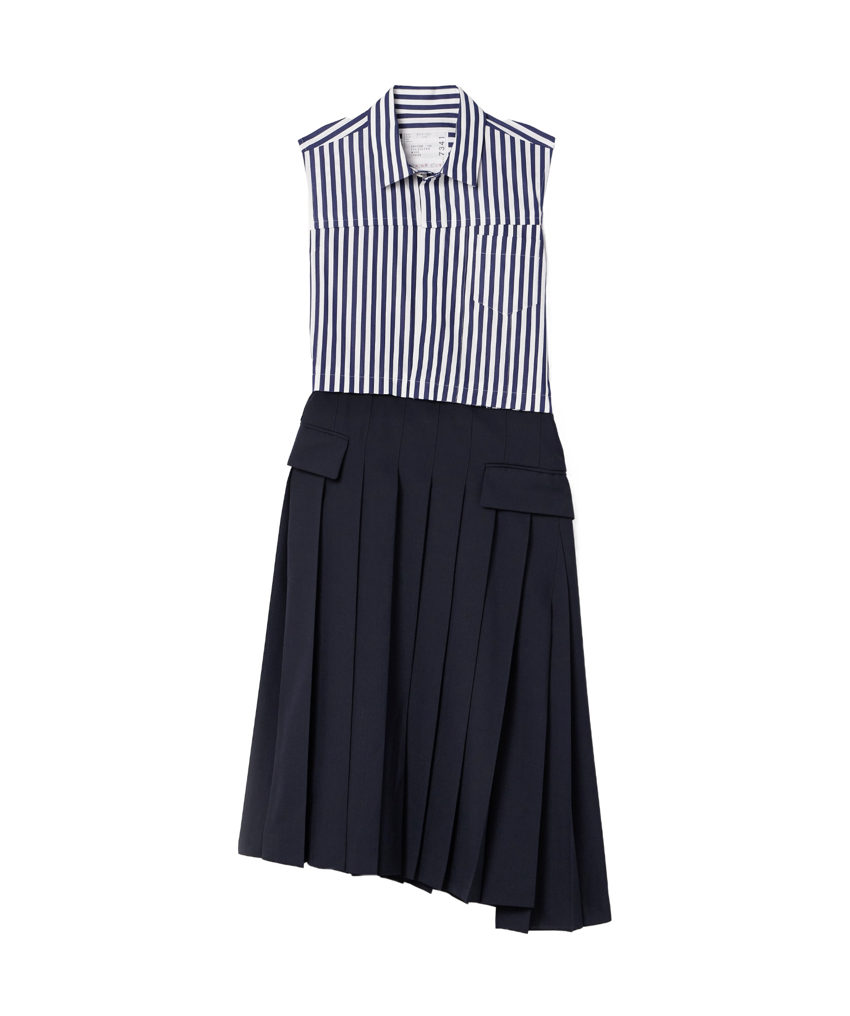 SACAI STRIPED ASYMMETRICAL DRESS