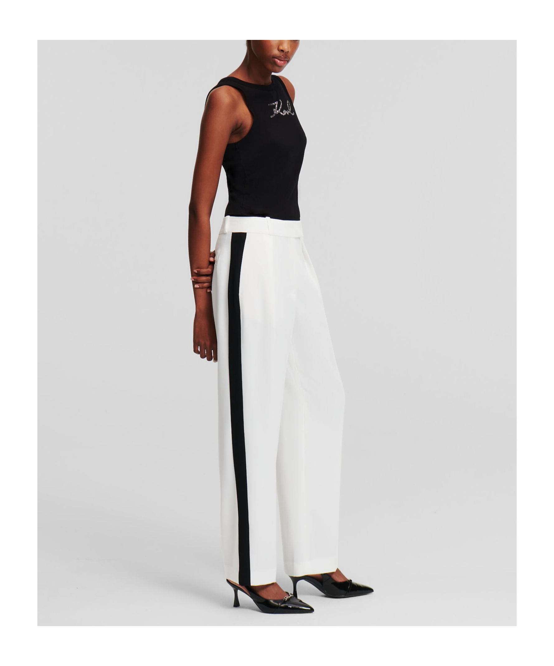 Karl Lagerfeld Panelled Tailored Trousers In White