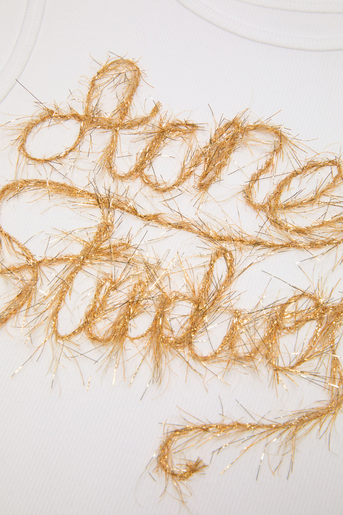 Acne Studios Elga Tinsel Logo Rib Long Sleeve Layered T-shirt In White