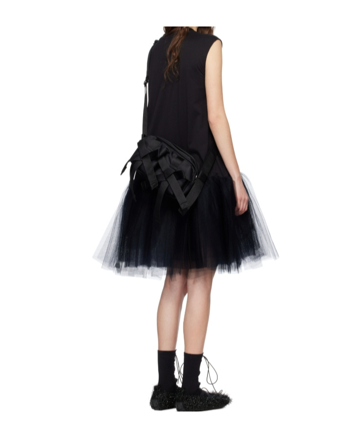 Simone Rocha Black Relaxed Ballet Tutu Midi Dress In Multi