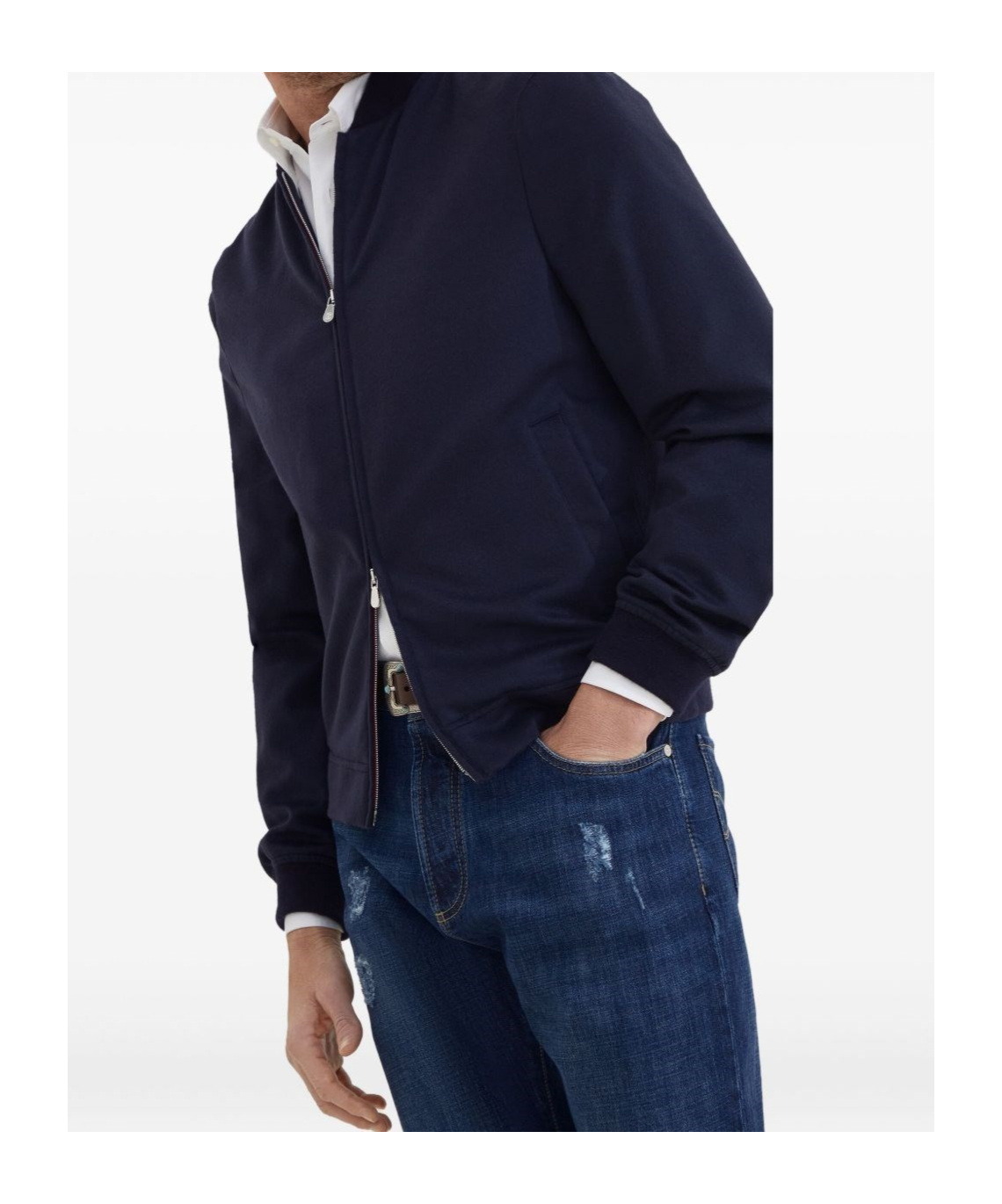 Brunello Cucinelli Wool And Cashmere Blend Cardigan In Blue