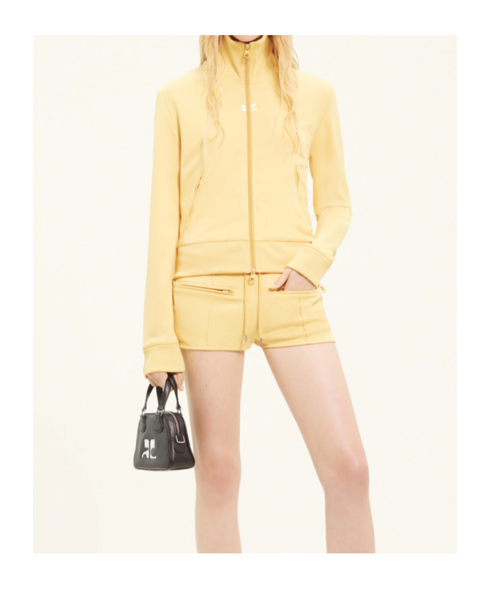Shop Courrèges Interlock Logo-embroidered Zip-up Sweatshirt In Nude