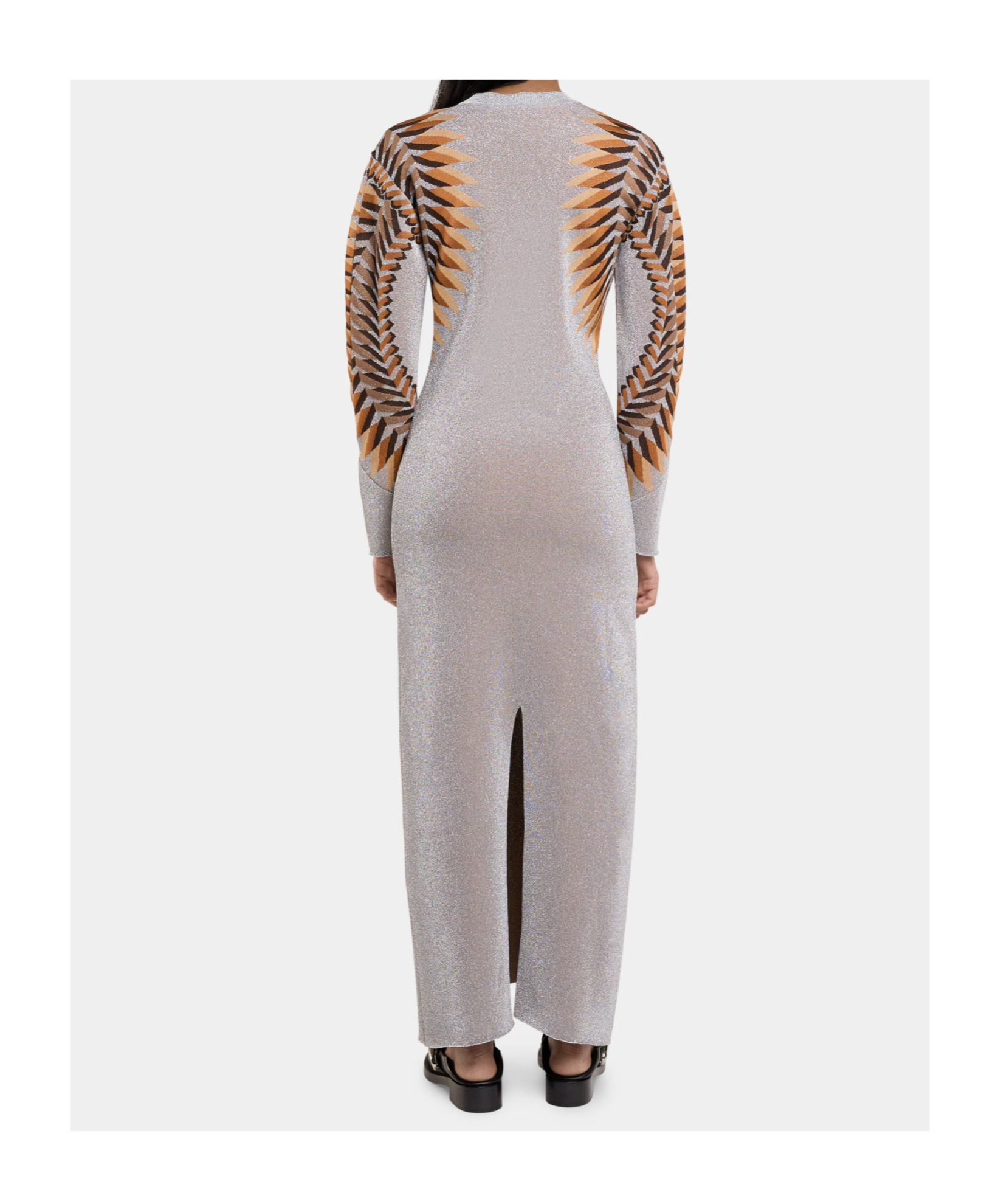 Rabanne Intarsia Metallic-knit Maxi Dress In Gray