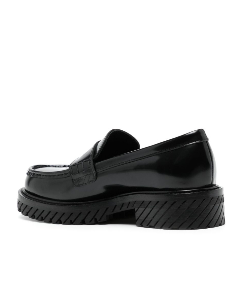 Off-white Leather Combat Loafers In Black