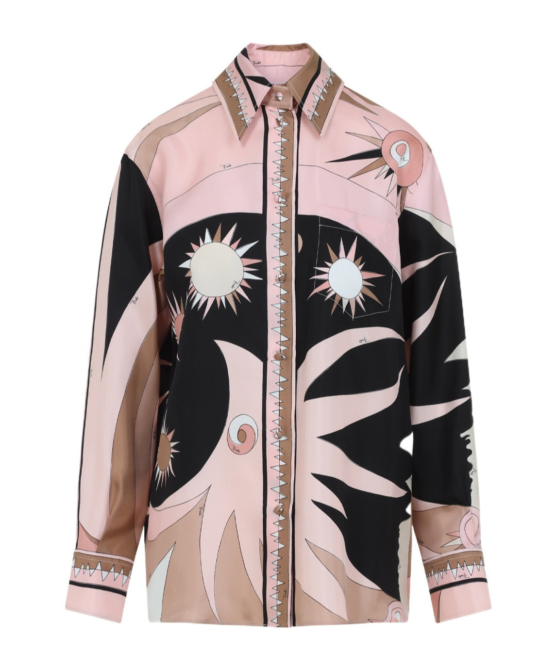 Pucci Stella Print Silk Oversized Shirt In Nude