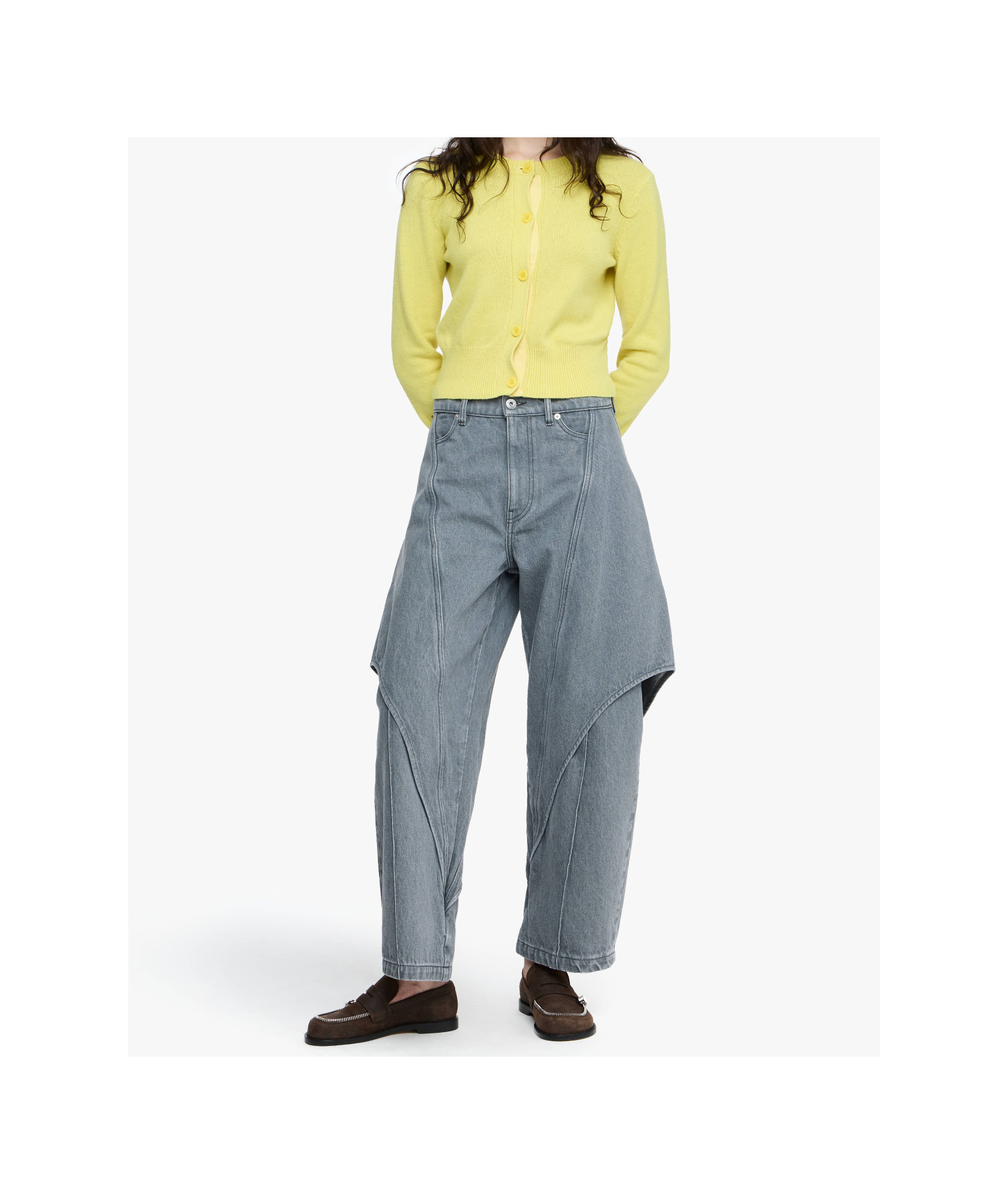 Junya Watanabe High-waisted Wide-leg Jeans In Gray