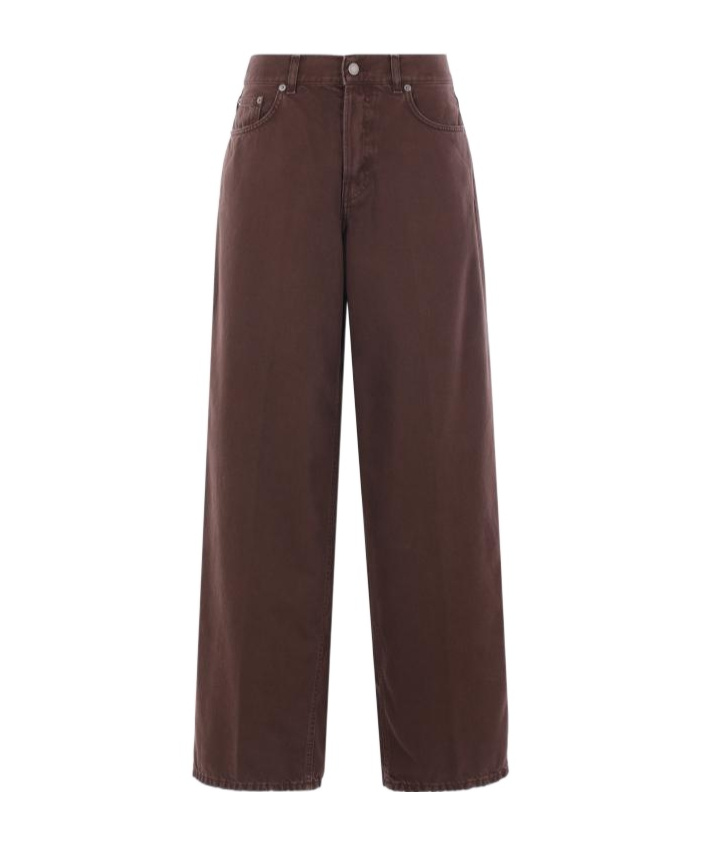 Haikure Leather-label Slouched Jeans In Burgundy