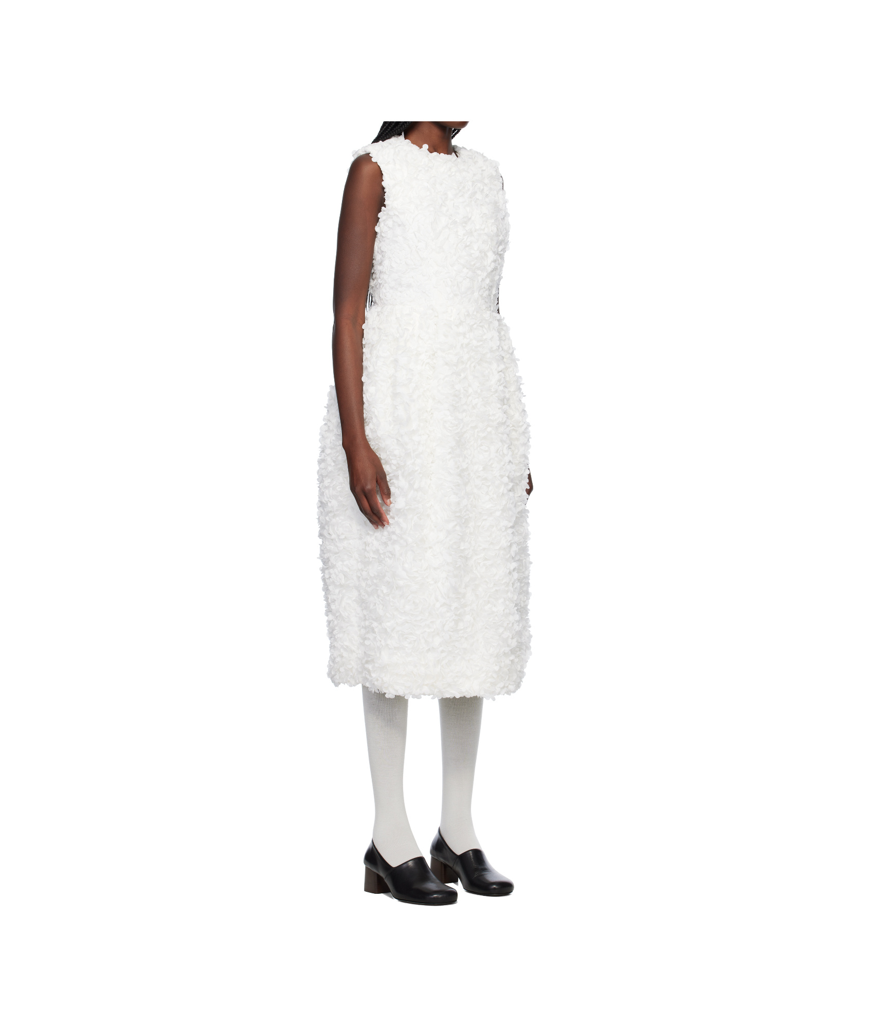 COMME DES GARÇONS TULLE FLOWER TAPE EMBROIDERY MIDI DRESS
