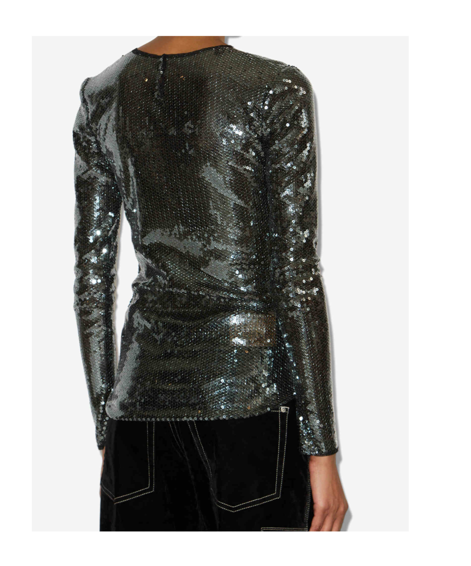 Isabel Marant Hilda Sequin Long-sleeve Top In Gray
