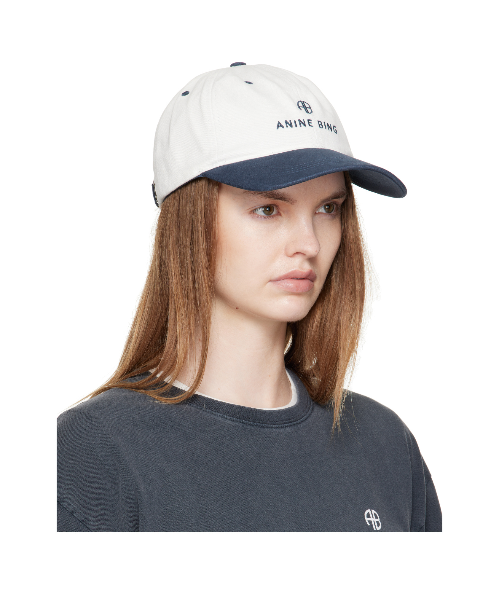 Anine Bing Logo Embroidered Baseball Cap In White