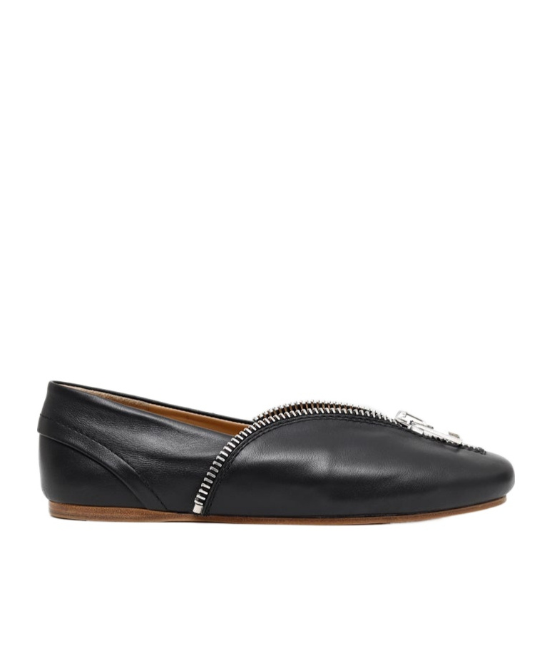 Jw Anderson Biker Ballerina Ballet Flats In Black Leather In Black
