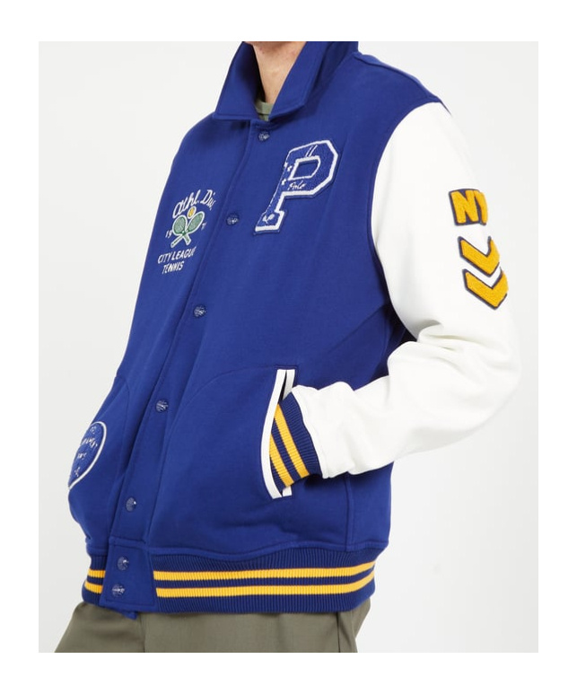 Polo Ralph Lauren Blue Fleece Varsity Jacket In Blue