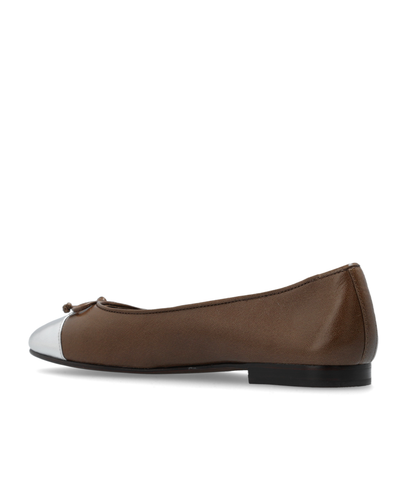 Tory Burch Bow-detail Leather Ballerina Shoes In Brown