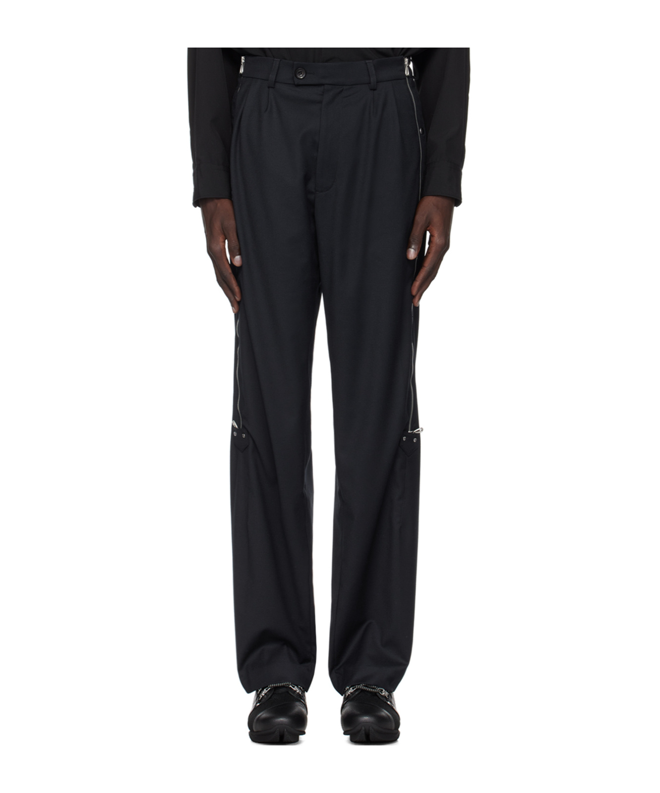 Kiko Kostadinov Navy Knox Zip Trousers In Black