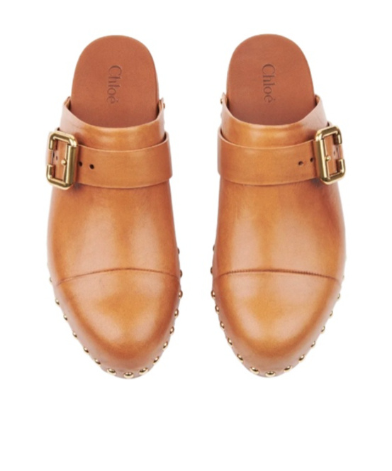 Chloé Calfskin Mules Bold Wooden Platform