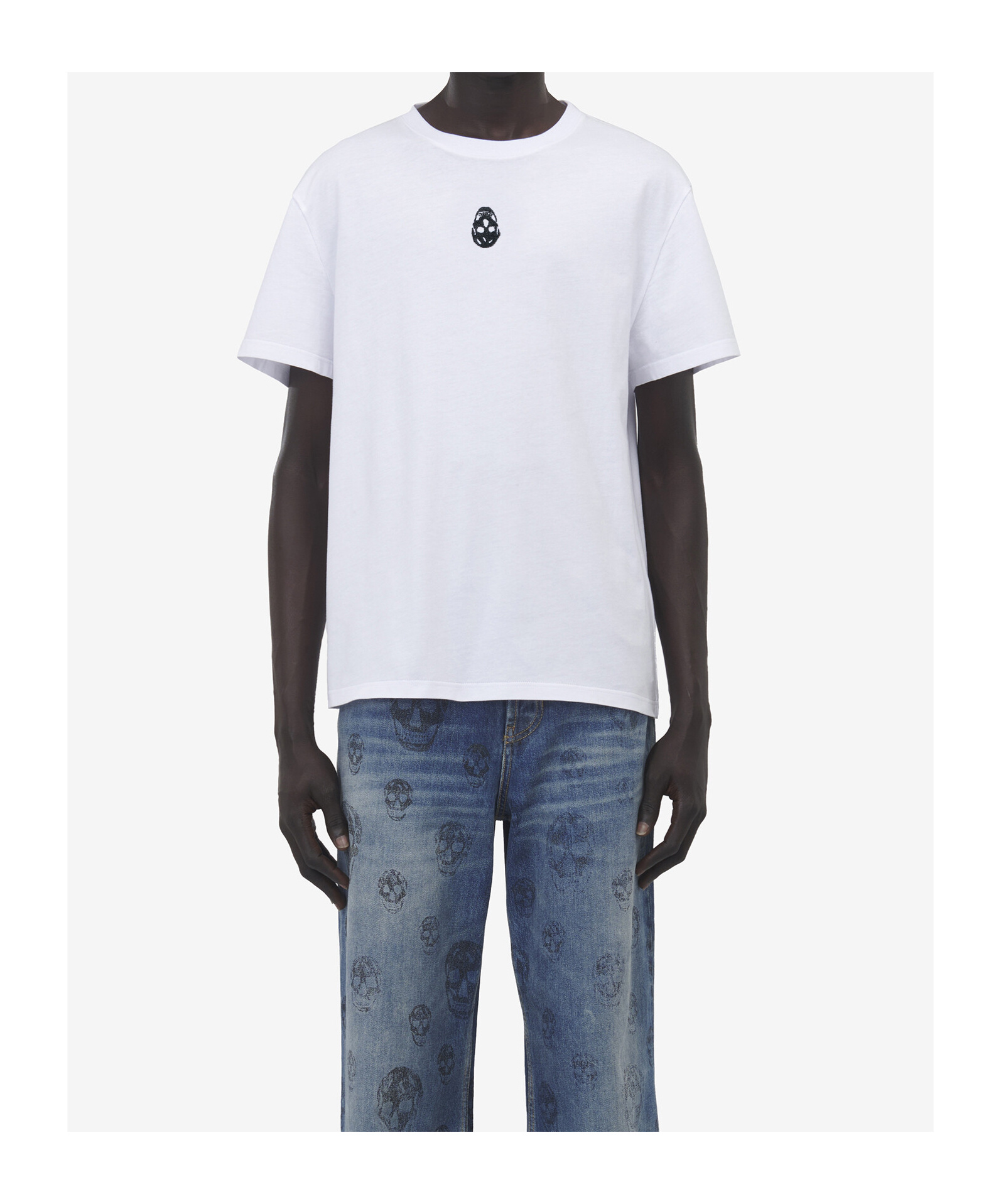 Alexander Mcqueen Embroidered Skull T-shirt In White