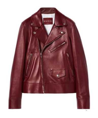 Gucci Biker Leather Jacket In Burgundy