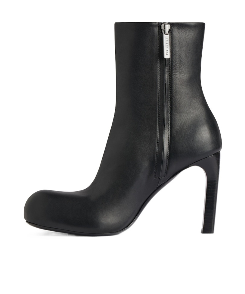 Balenciaga Black Leather Fargo H100 Bootie In Black