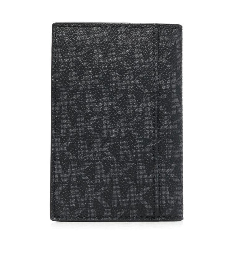 Michael Kors Monogram-print Leather Cardholder In Black