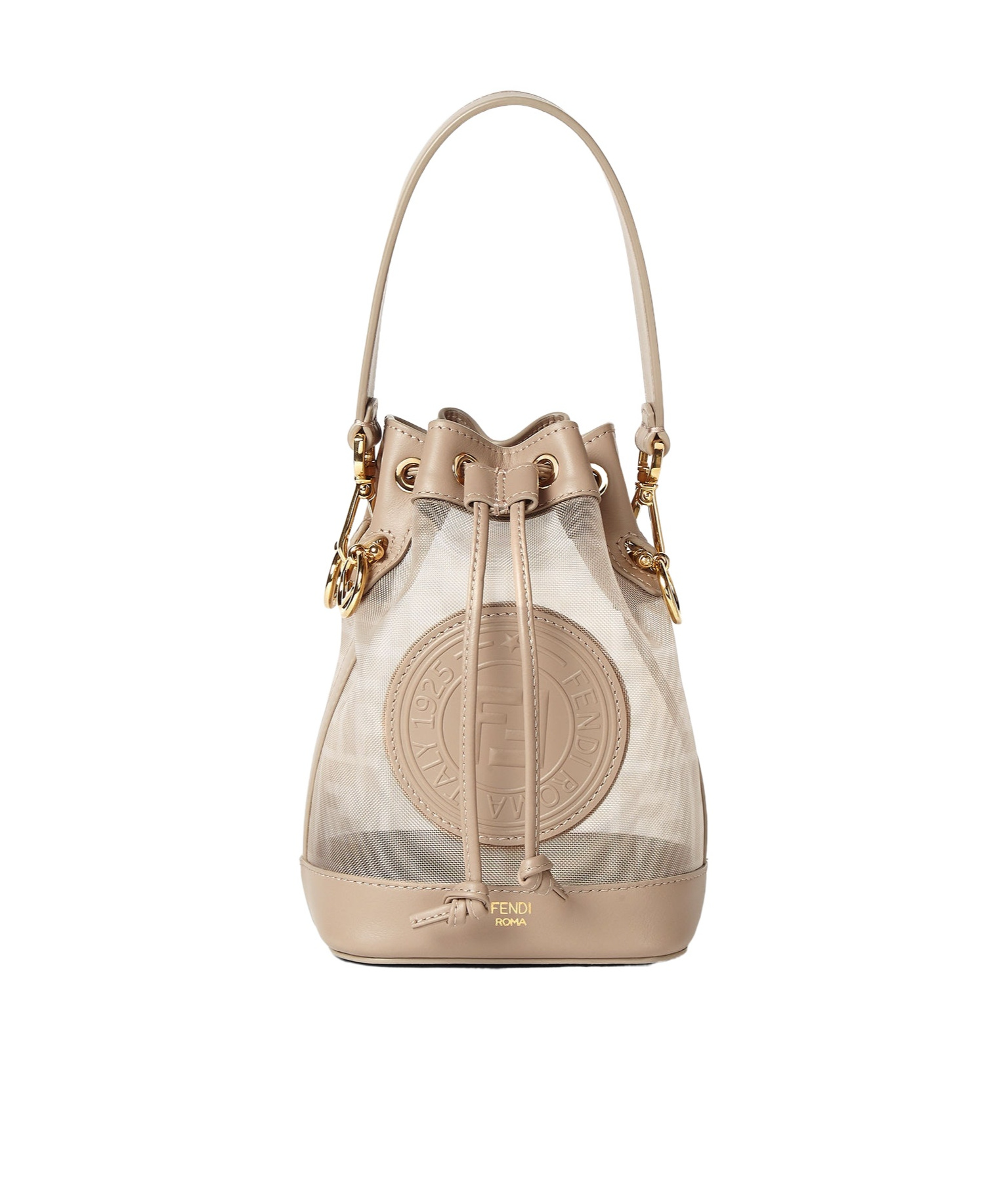 Fendi Mon Tresor Dove Gray Ff Mesh Mini-bag In Dove-grey