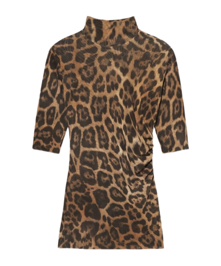 Stella Mccartney Leopard-print High Neck Top In Brown