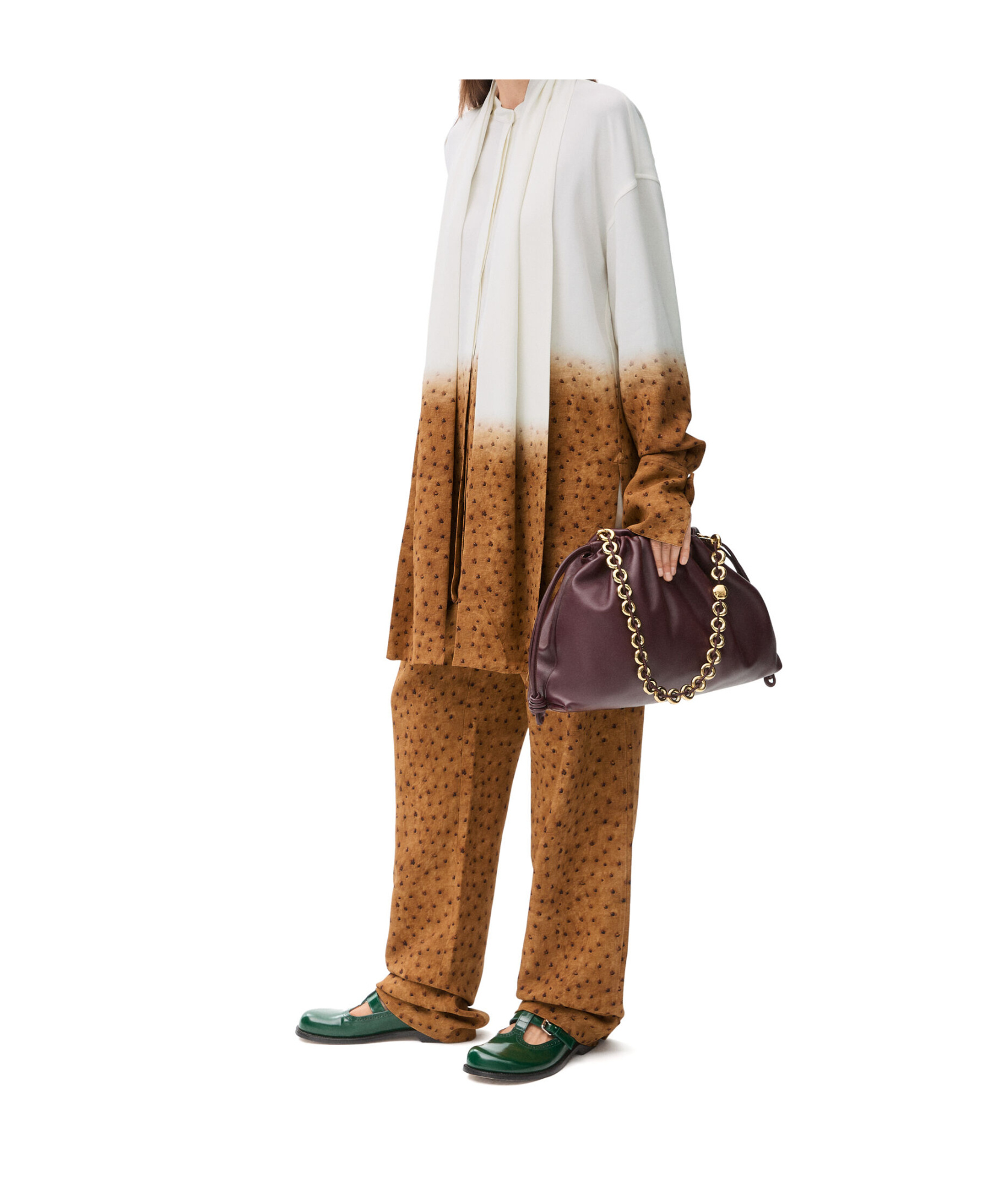 Loewe Camicia In Crepe Stampato Donna In Brown