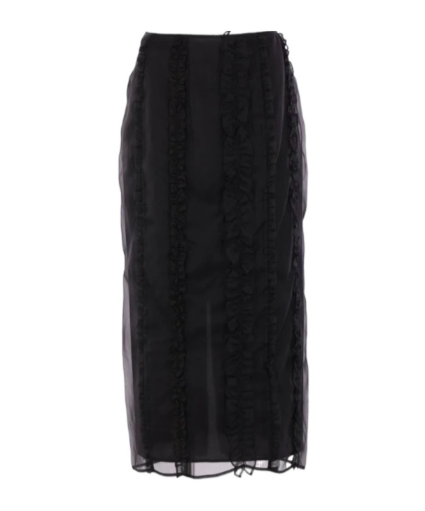 Cecilie Bahnsen Ruffled Midi Skirt In Black