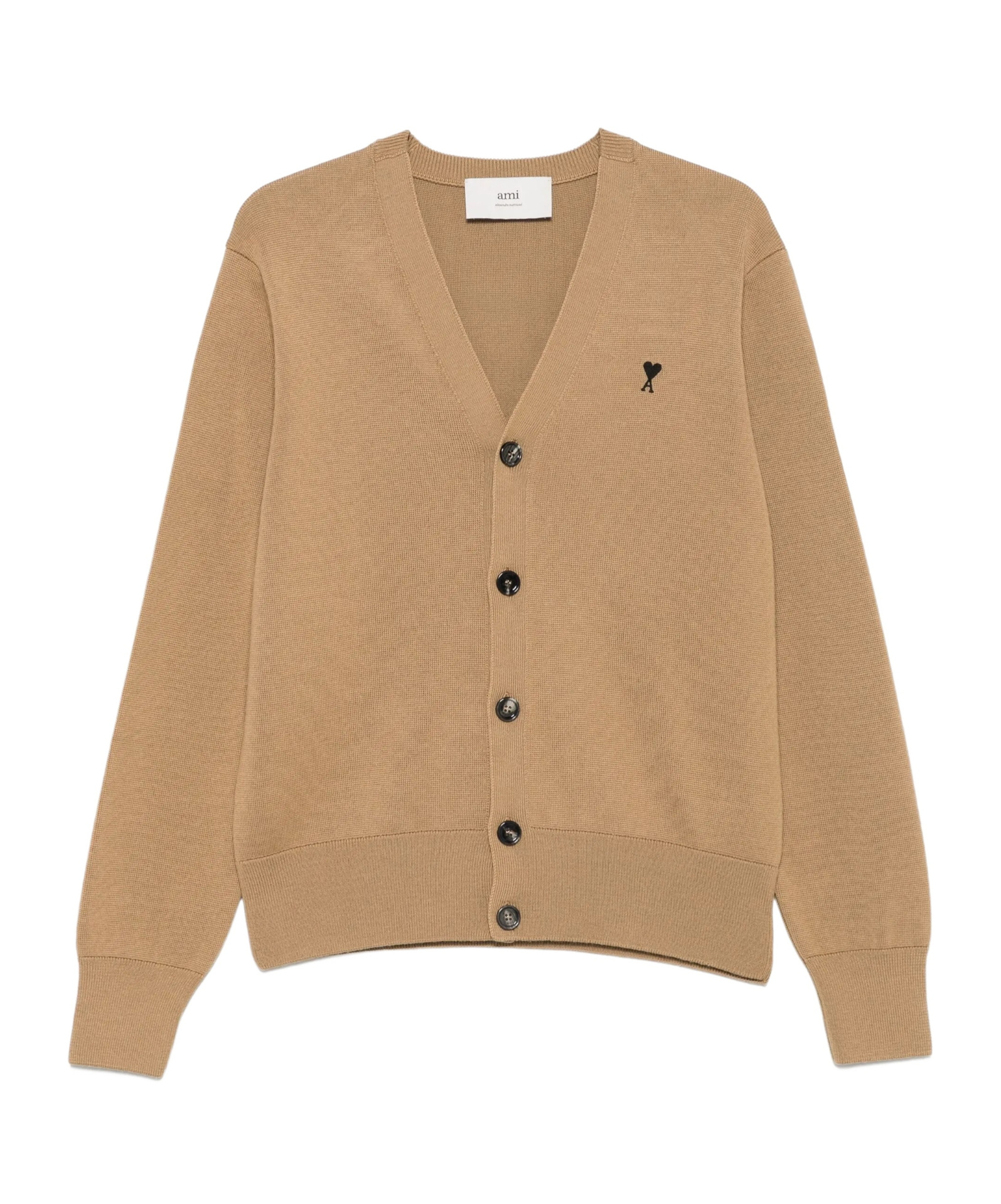 Ami Alexandre Mattiussi Embroidered Button-fastening Cardigan In Brown