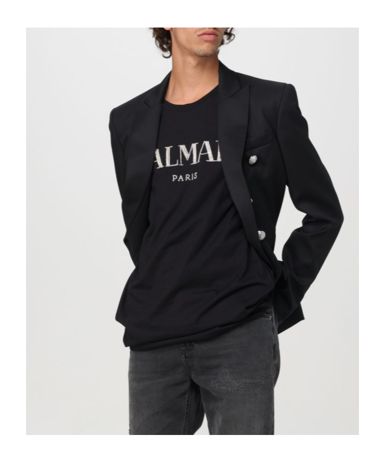 Shop Balmain Vintage Crystal-embellished T-shirt In Black