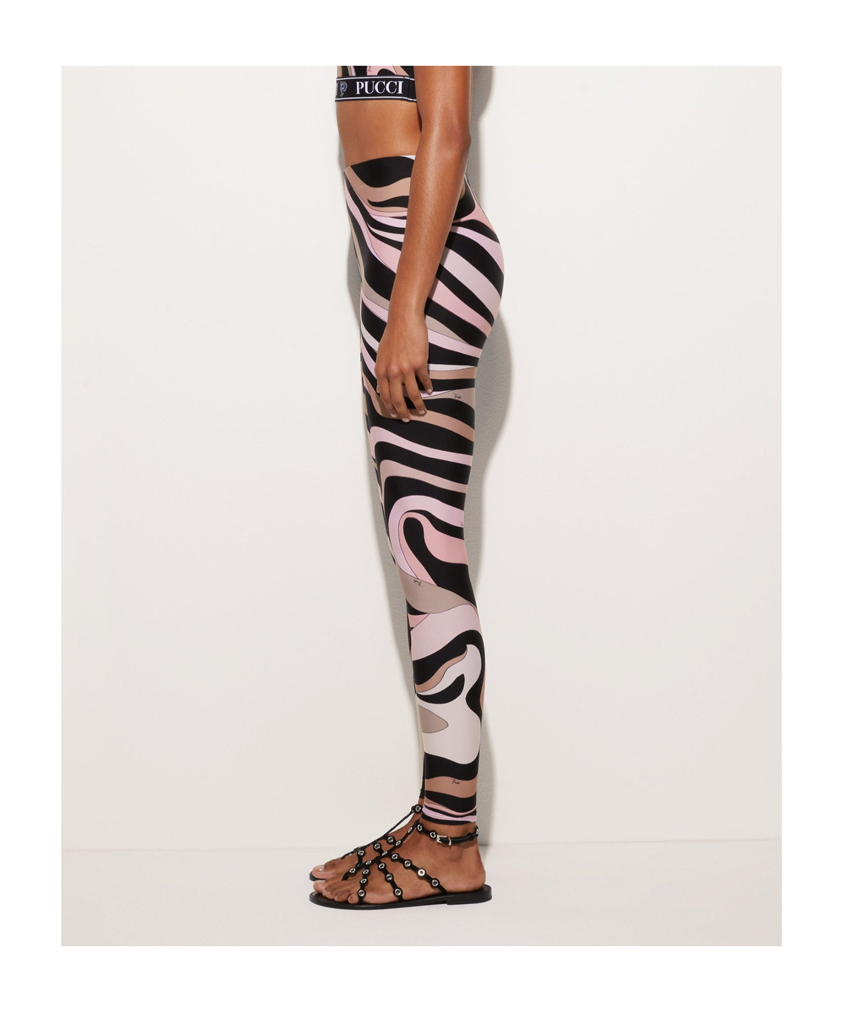 Pucci High-waisted Stretch Fit Abstract Pattern Leggings In Black