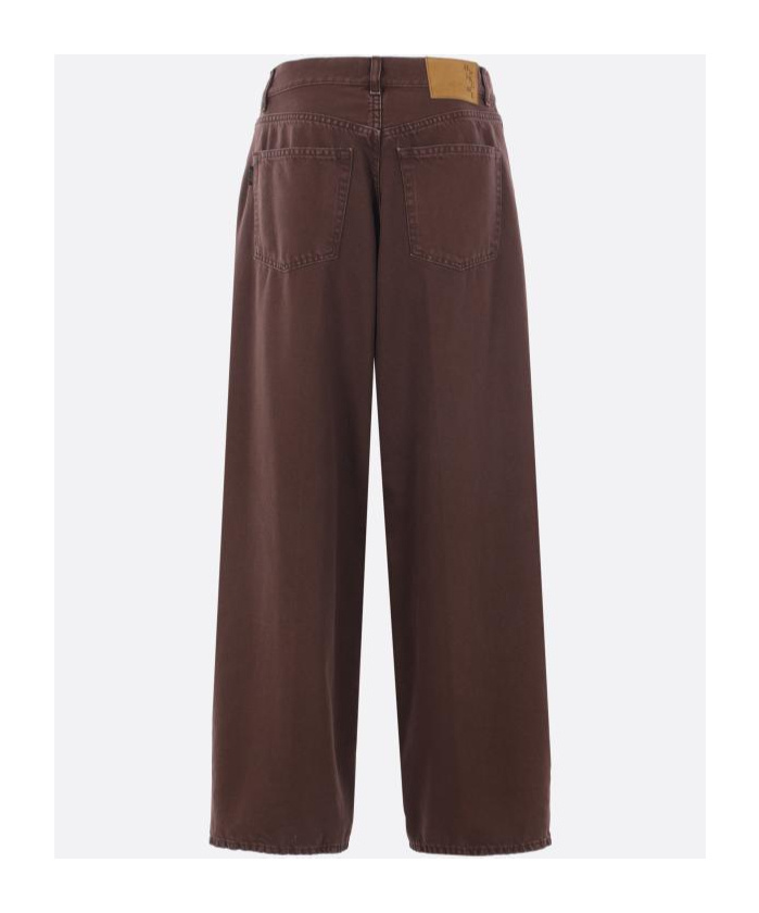 Haikure Leather-label Slouched Jeans In Burgundy