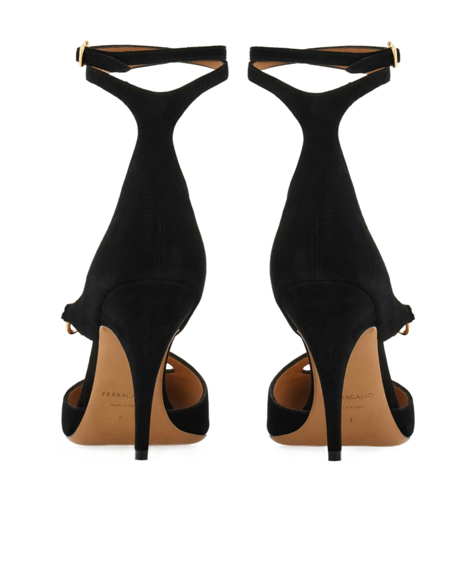 Ferragamo Peep-toe Pump With Gancini Detail In Black