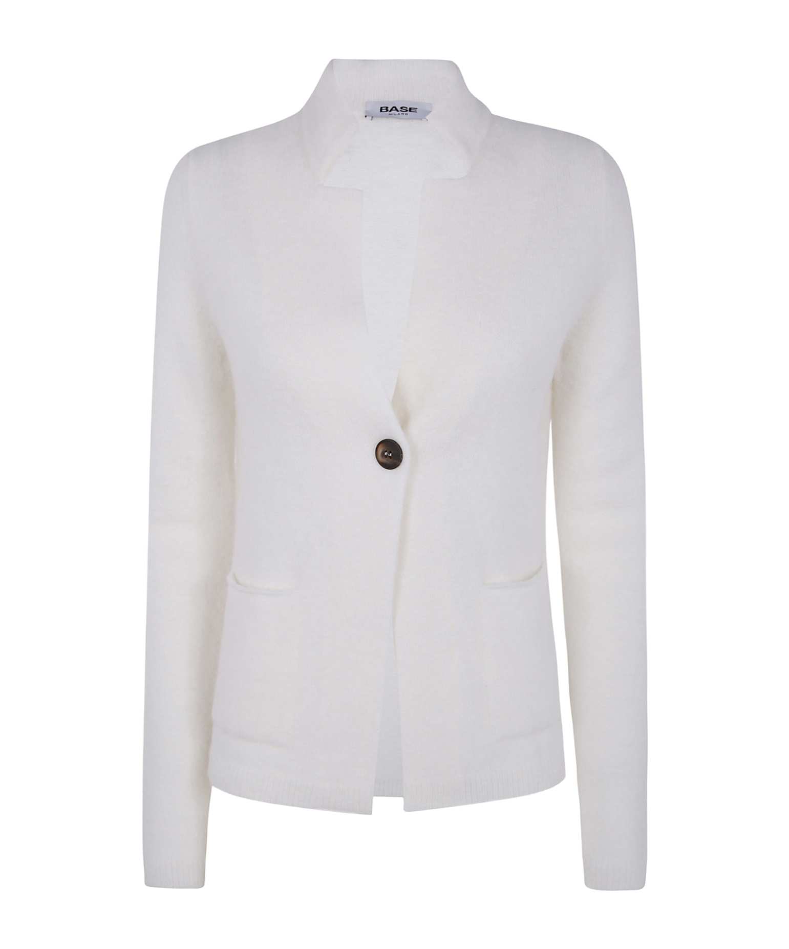 Baserange Single-breasted Knitted Jacket In White