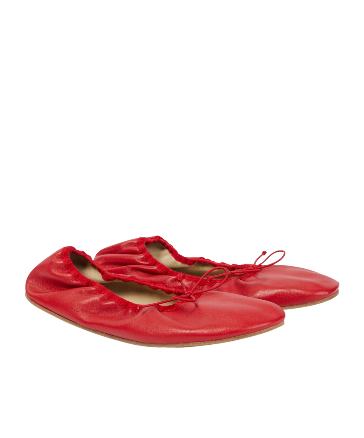 The Row Nappa Leather Round Ballet Flats In Red