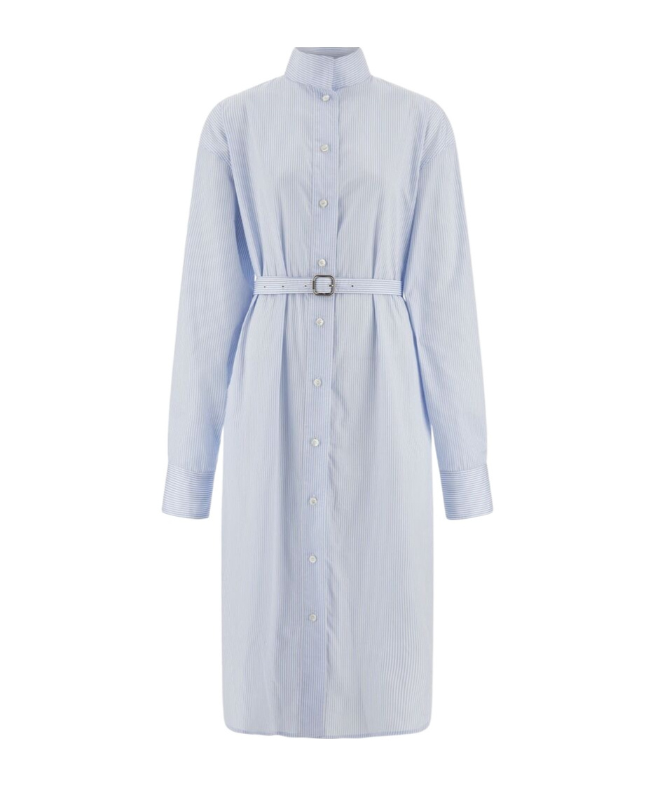 Ferragamo Striped Shirt Dress In White