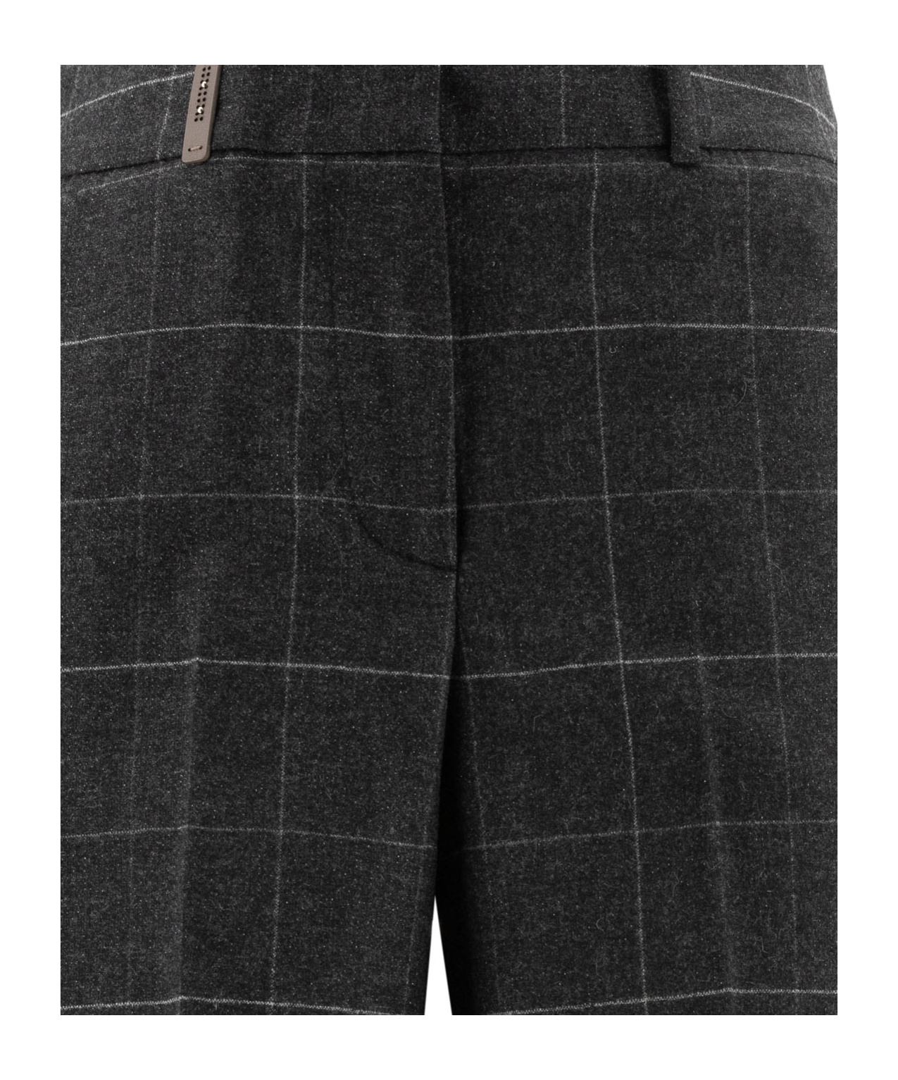 Peserico Check Pattern Wool And Cashmere Trousers In Black