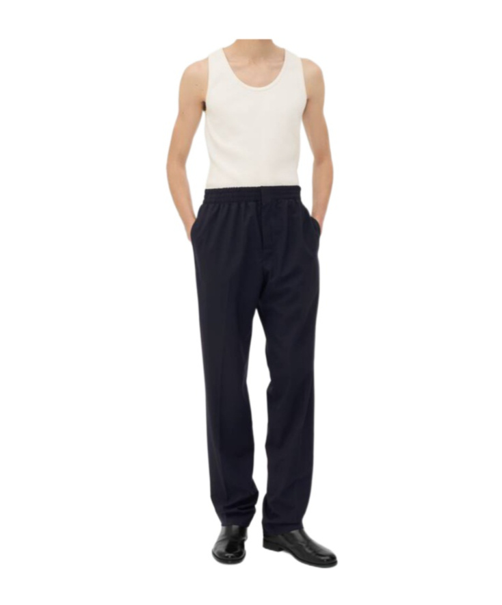 Bottega Veneta Black Pants With High Waist And Double Pences In Wool Man In Black
