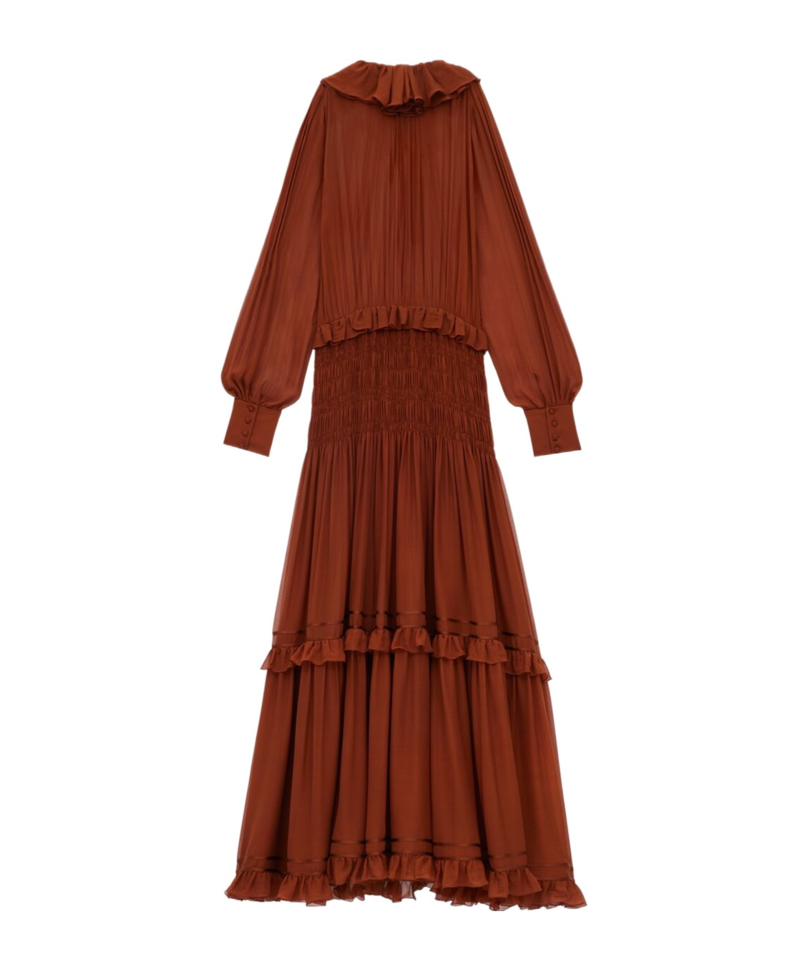Saint Laurent Ruffled Dress In Silk Crepe Muslin