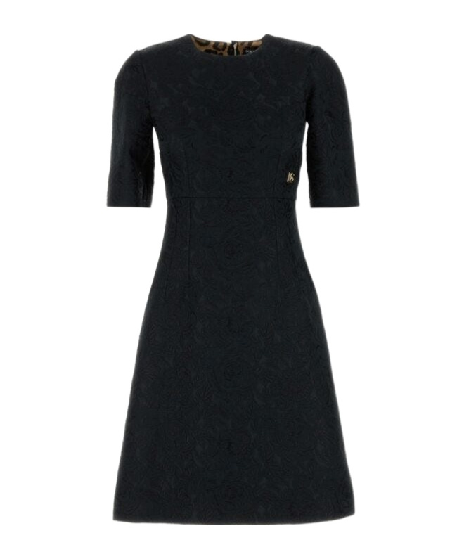 Dolce & Gabbana Black Brocade Dress In Black