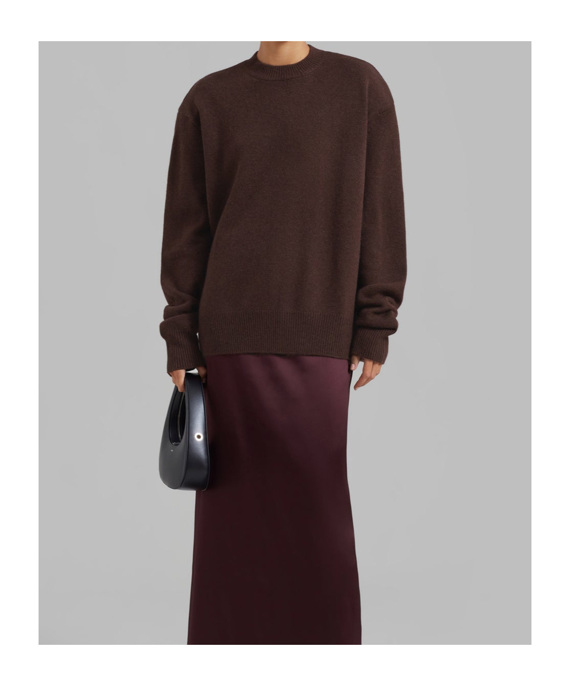 THE FRANKIE SHOP RAFAELA PADDED KNIT SWEATER - BROWN 