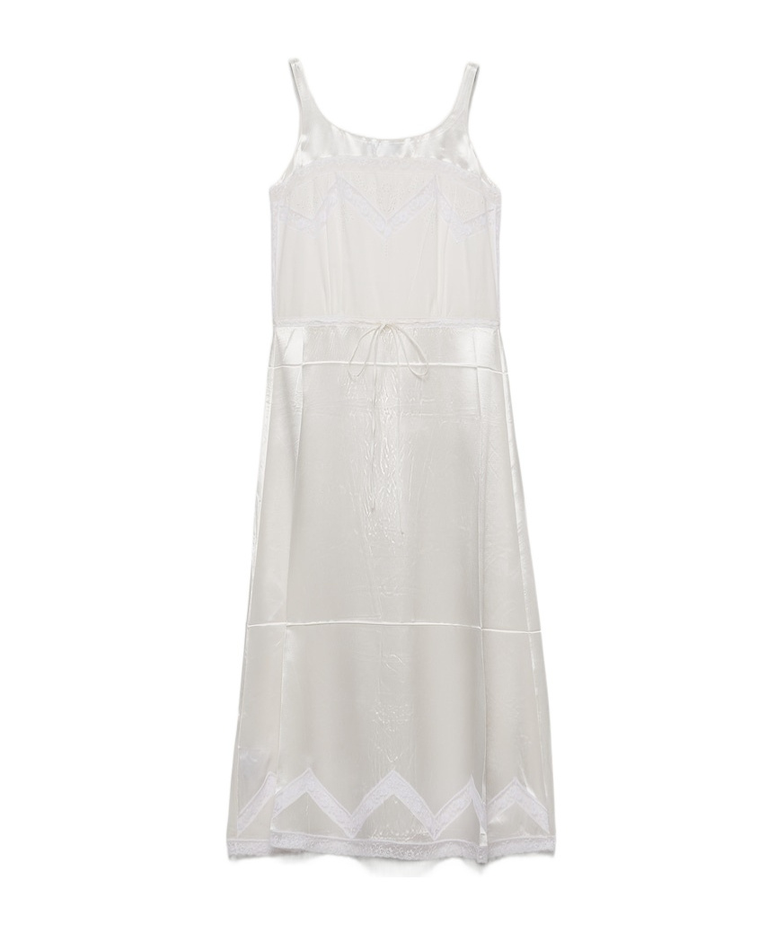 Prada Batiste Embroidered Midi Dress In White