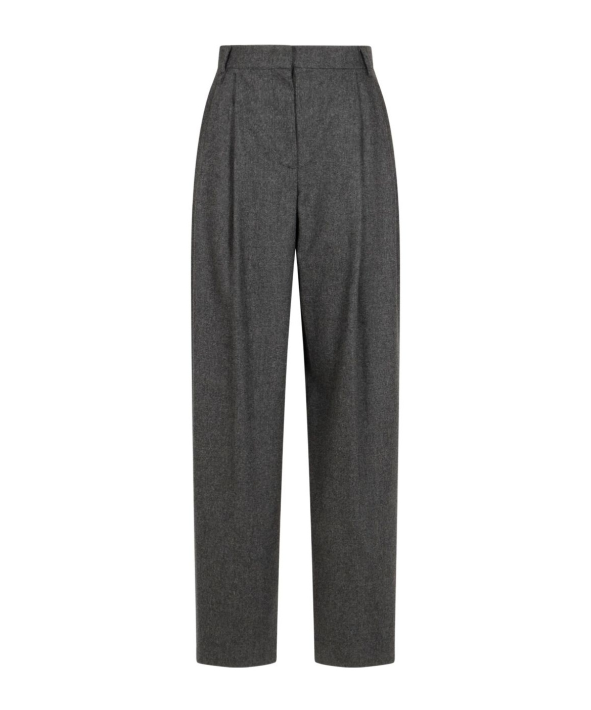 Emporio Armani Icon Wool Flannel Trousers With Pleats In Gray