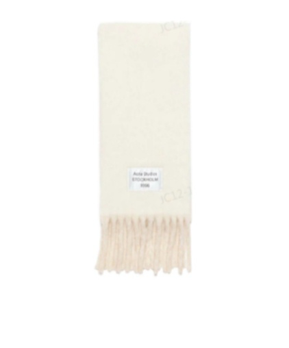 Shop Acne Studios Logo-patch Fringed Scarf In White
