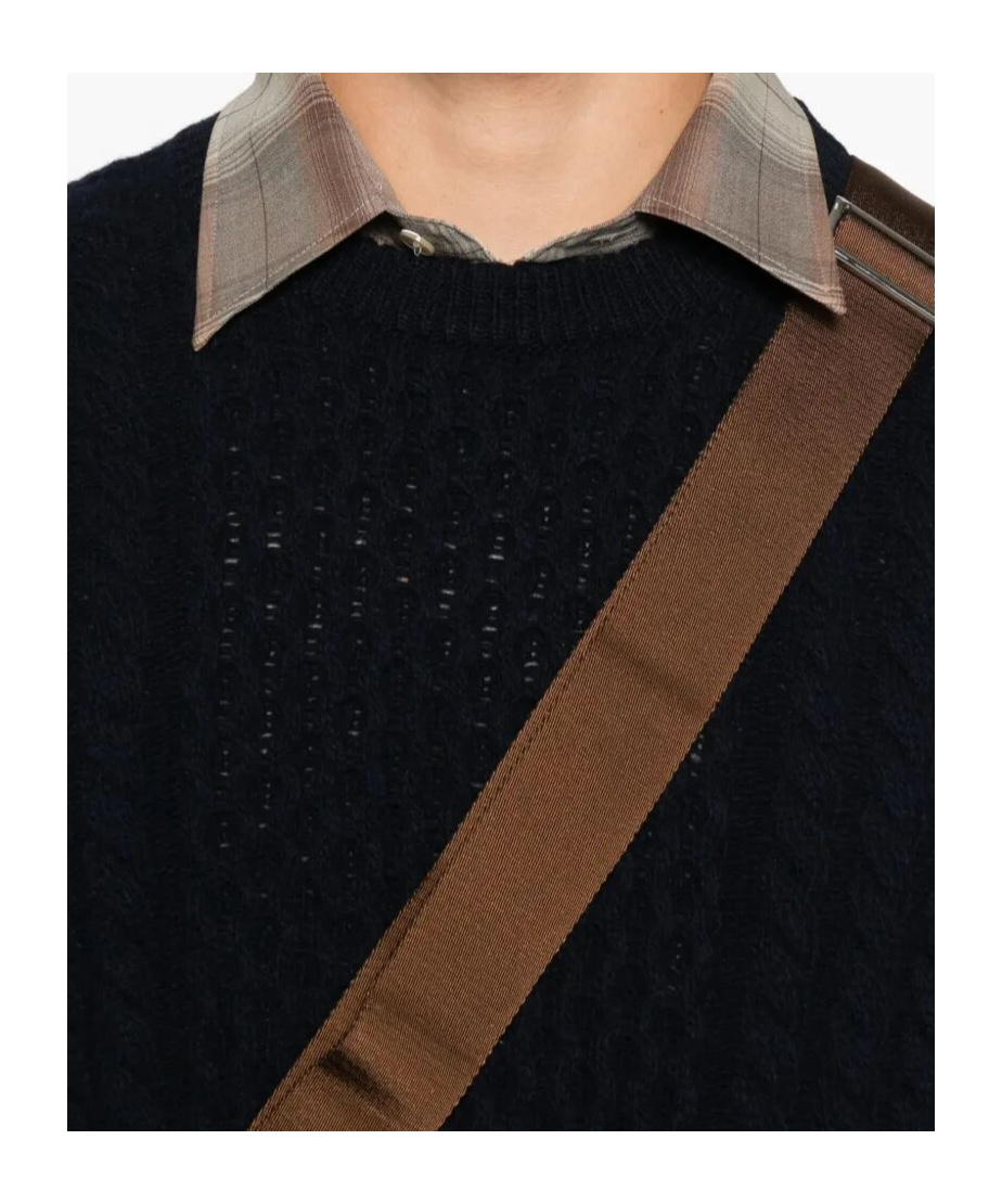 Prada Metallic Knit Wool-blend Sweater In Blue