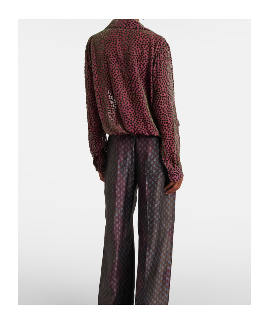 Dries Van Noten Pink Polka Dot Silk Blend Shirt Women In Pink