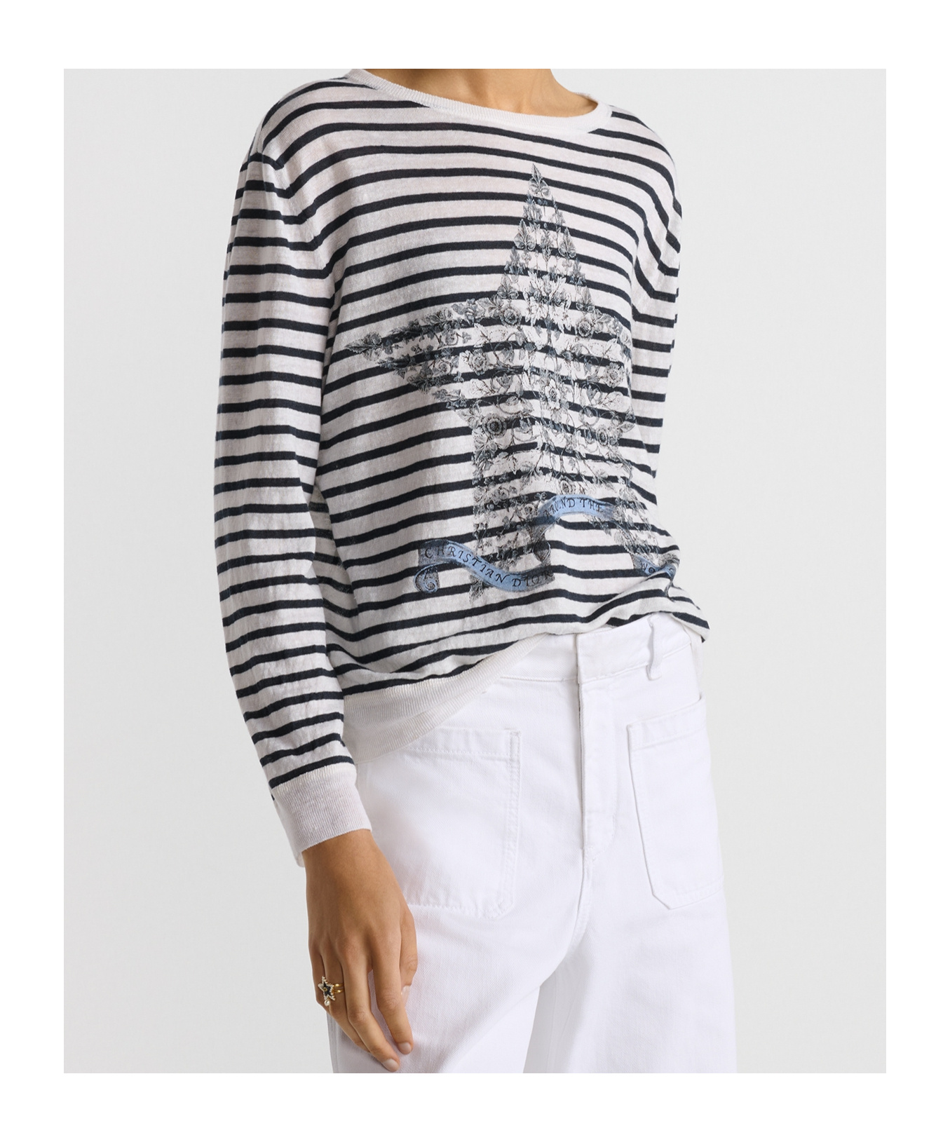 Shop Dior Long-sleeved Sweater In White