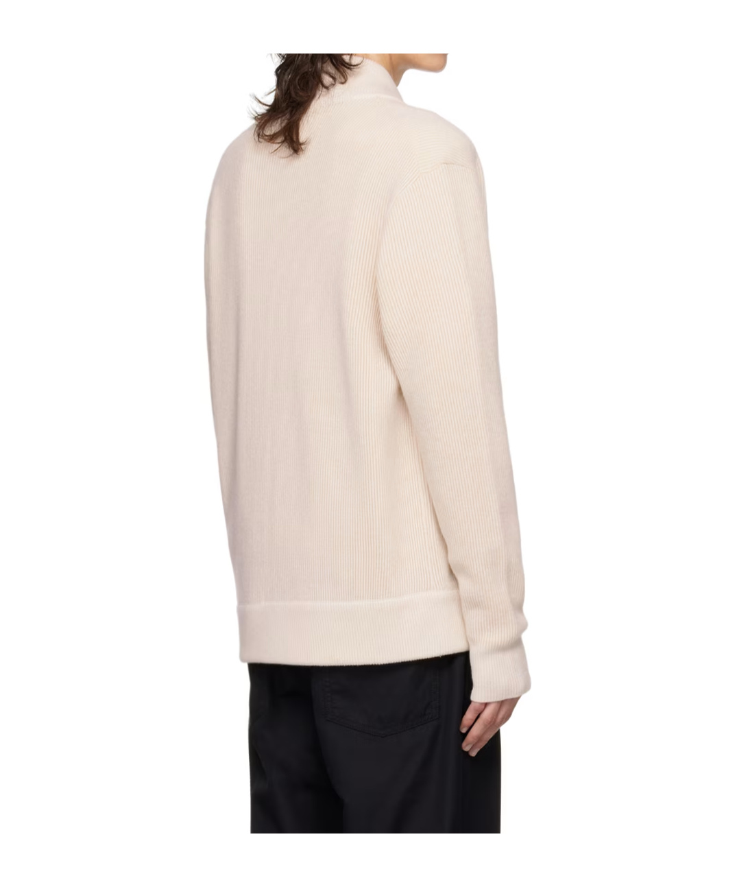 Lardini Off-white Ribbed Zip Sweater In Nude