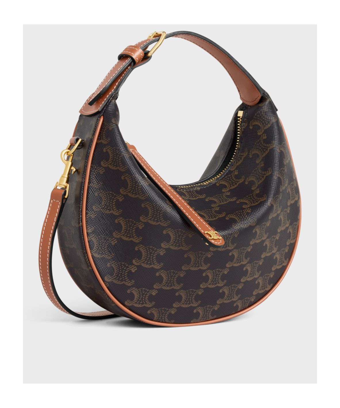 Celine Teen  Lulu In Triomphe Canvas And Calfskin In Tan