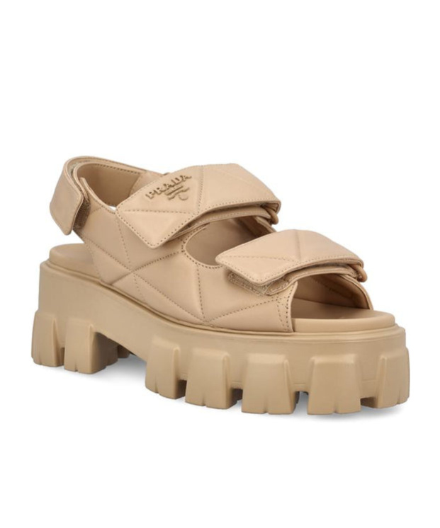Prada 55mm Monolith Sandals In Yellow