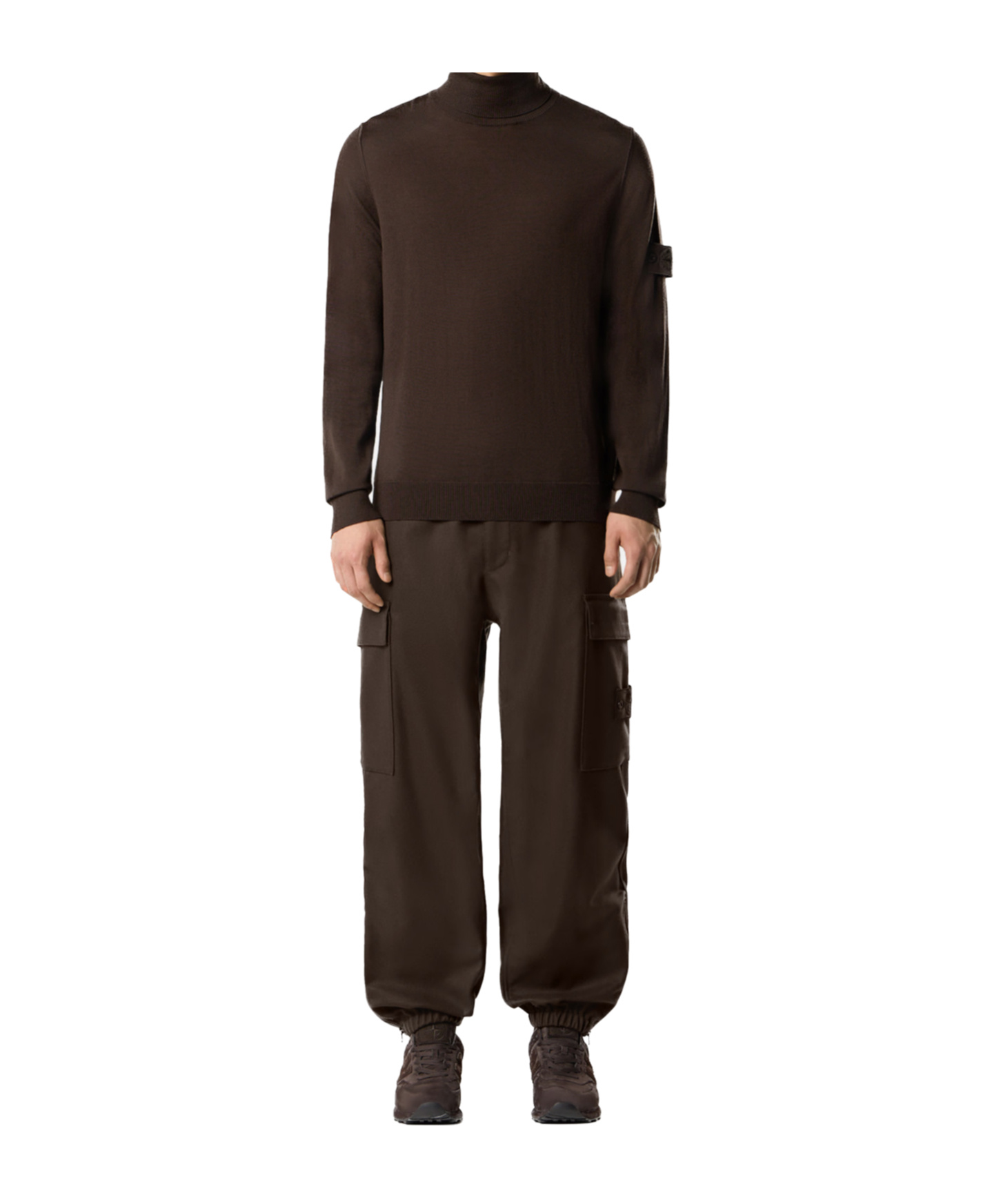 Stone Island Loose-fit Cargo Trousers With Elasticated Zipped Cuffs In Brown